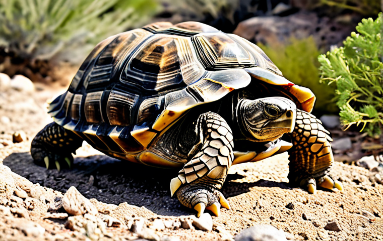 거북이 자연 서식지 연구 - Terrestrial Turtle Ecosystem**
"A fully clothed wildlife photographer capturing a detailed close-up...